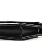 Grain De Poudre Matelasse Chevron Monogram Envelope Chain Wallet Black