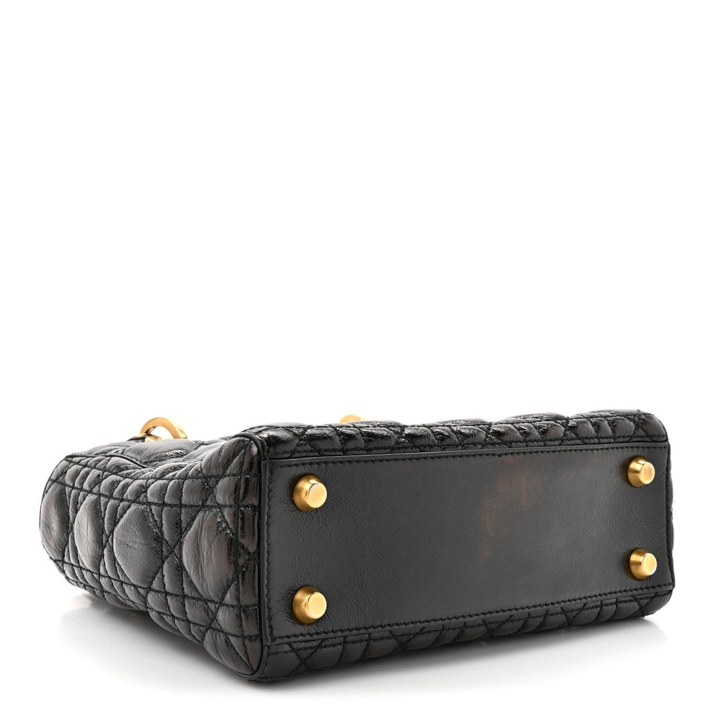 Crinkled Patent Cannage Small Lucky Badges My Lady Dior Black