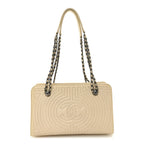Glazed Calfskin Quilted Korean Garden Off White
