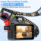 3 Channel Dash Cam for Cars, 1080P Full HD Front Camera (140° Wide View) with 480P Interior & Rear Cameras, 360° Vehicle Protection, Picture-in-Picture Display for Collision Evidence