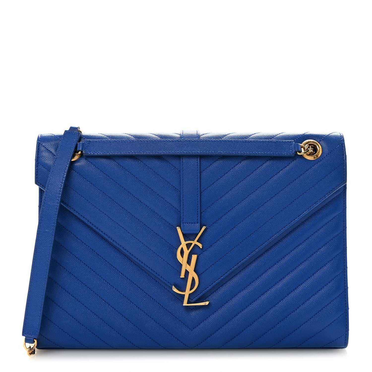 Grain De Poudre Matelasse Chevron Large Monogram Satchel Blue Majorelle