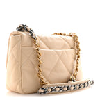 Goatskin Quilted Medium Chanel 19 Flap Beige