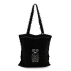 Tweed Resin Strass Large Robot Shopping Bag Black