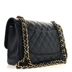 Caviar Quilted Jumbo Double Flap Black