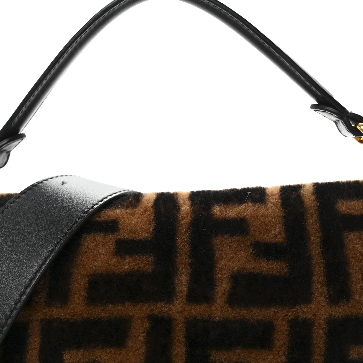 Shearling Vitello Dolce Macro FF 1974 Baguette Tobacco Black