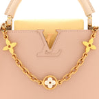 Taurillon Enamel Flower Chain Capucines BB Beige Yellow Creme