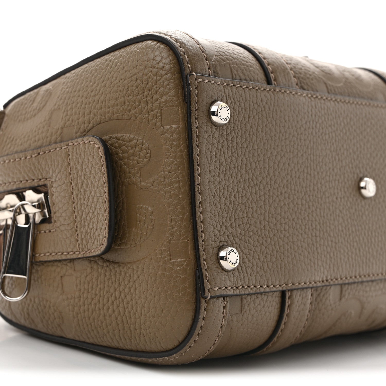Piuma Calfskin Jumbo GG Embossed Mini Duffle Bag Good Taupe