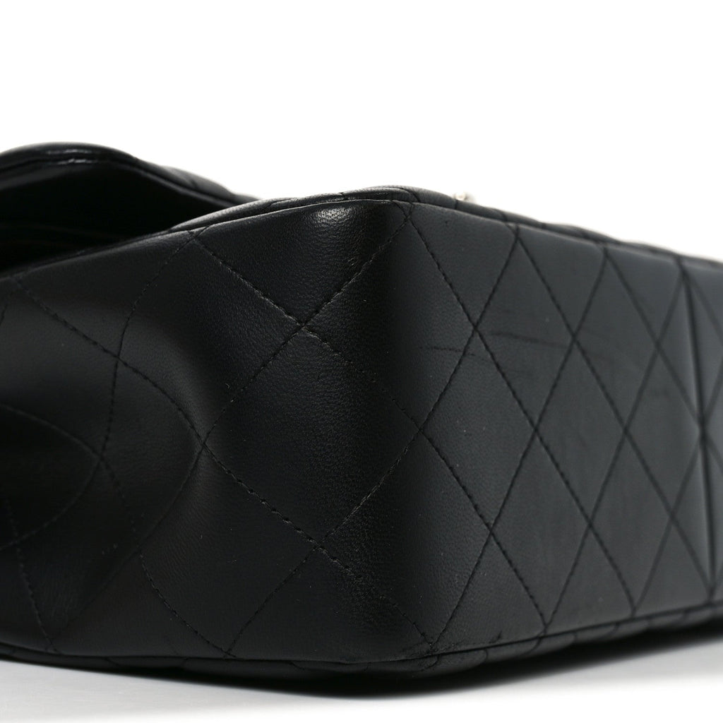 Lambskin Quilted Jumbo Double Flap Black