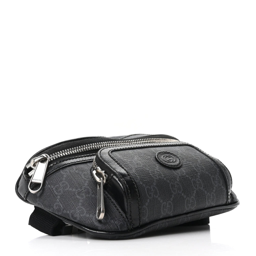 GG Supreme Monogram Textured Calfskin Retro Interlocking G Belt Bag Black