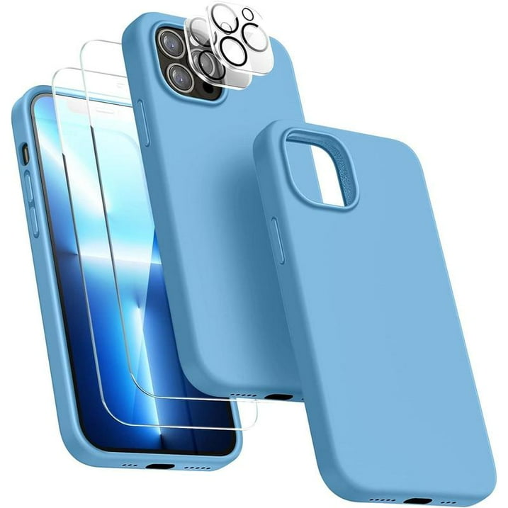 Entronix Bundle Compatible with iPhone 12 Pro - Liquid Silicone Case, 2 Clear Screen Protectors & 2 Camera Lens Protectors
