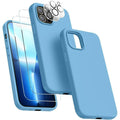 Entronix Bundle Compatible with iPhone 12 Pro - Liquid Silicone Case, 2 Clear Screen Protectors & 2 Camera Lens Protectors