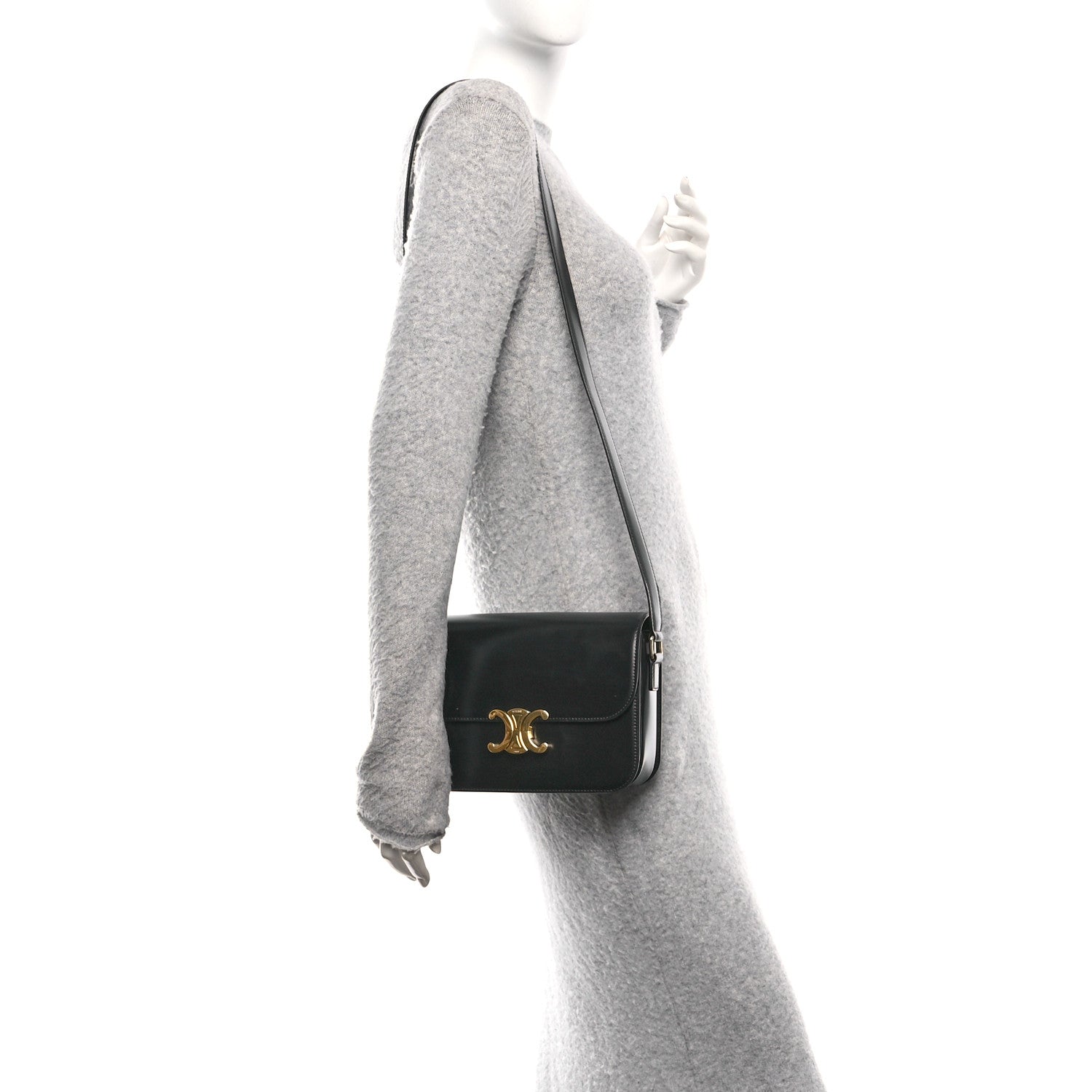 Shiny Calfskin Medium Triomphe Black