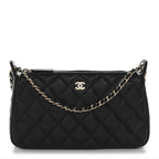 Caviar Quilted Purse With Chain Black