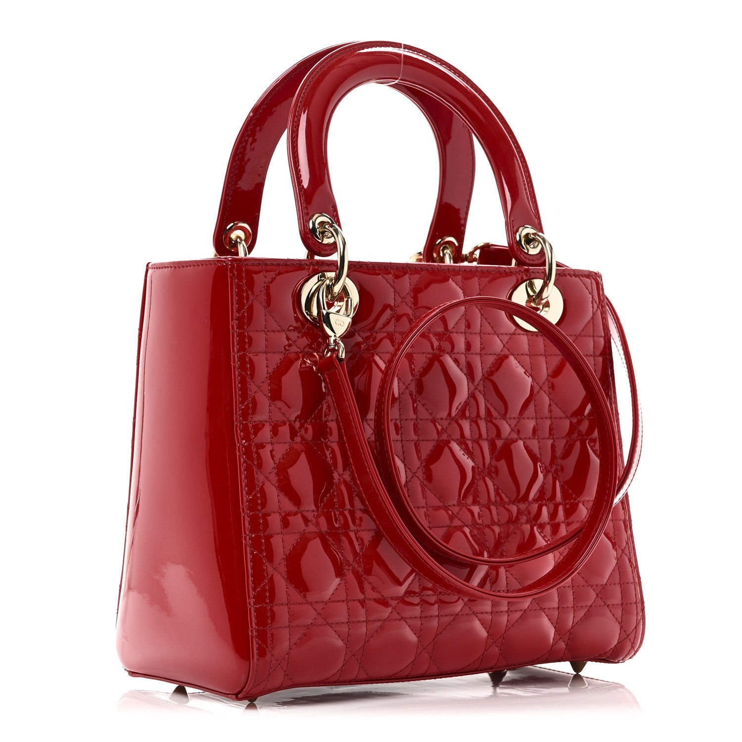 Patent Cannage Medium Lady Dior Red