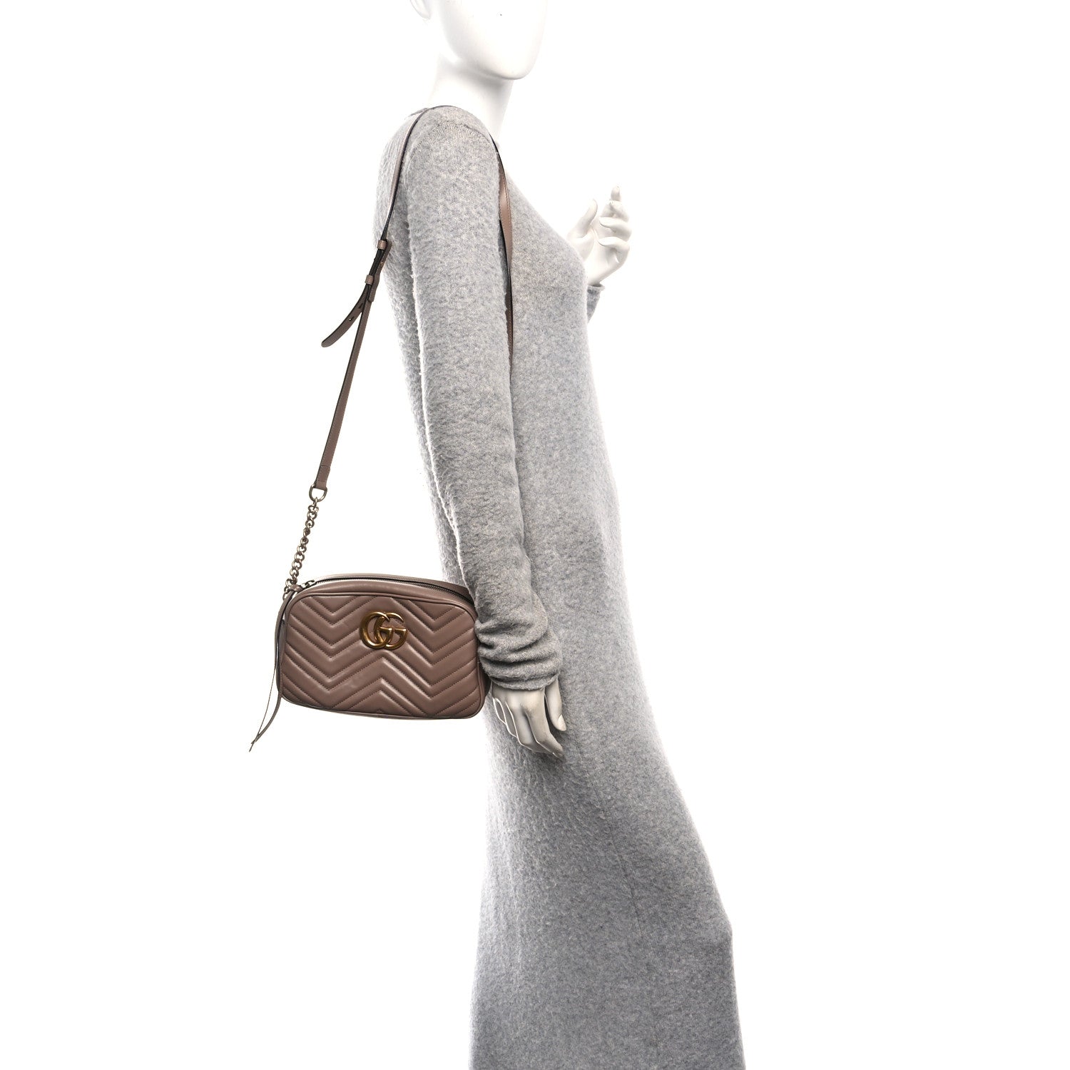 Calfskin Matelasse Small GG Marmont Chain Shoulder Bag Porcelain Rose