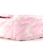 Printed Denim Quilted Medium Single Flap Bag Pink White