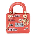 Calfskin Beaded Mini Lady Dior Rouge Multicolor