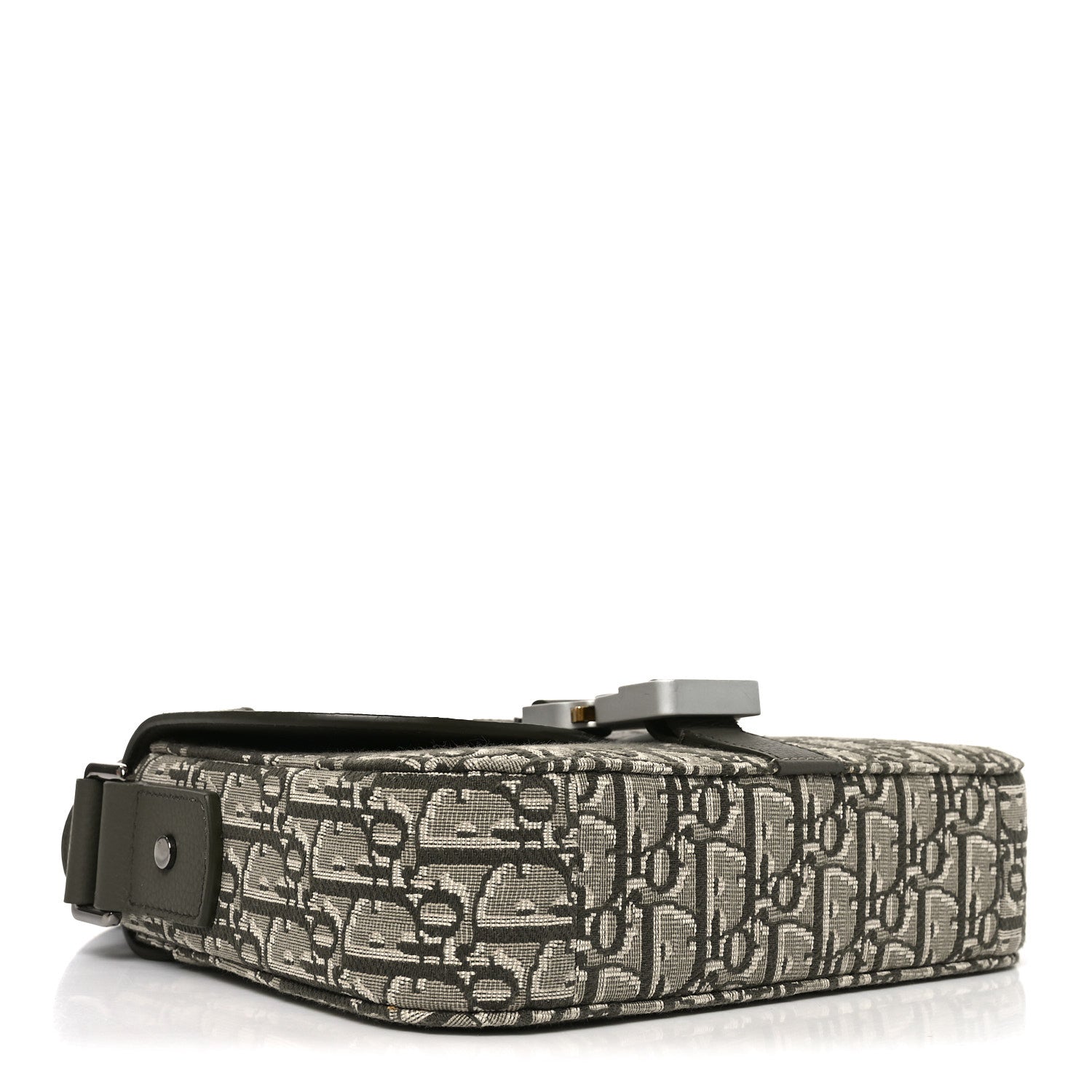 Oblique Jacquard Grained Calfskin Small Saddle Messenger Bag With Flap Green