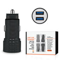 Dual Port Usb Car Charger/ Adapter In Black (12Pcs)