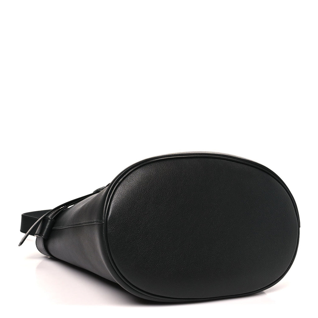 Soft Grained Vitello Daino Secchiello Bucket Bag Black
