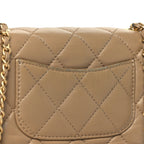 Lambskin Quilted Mini Heart Charms Flap Beige