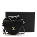 Lambskin Quilted CC In Love Heart Bag Black