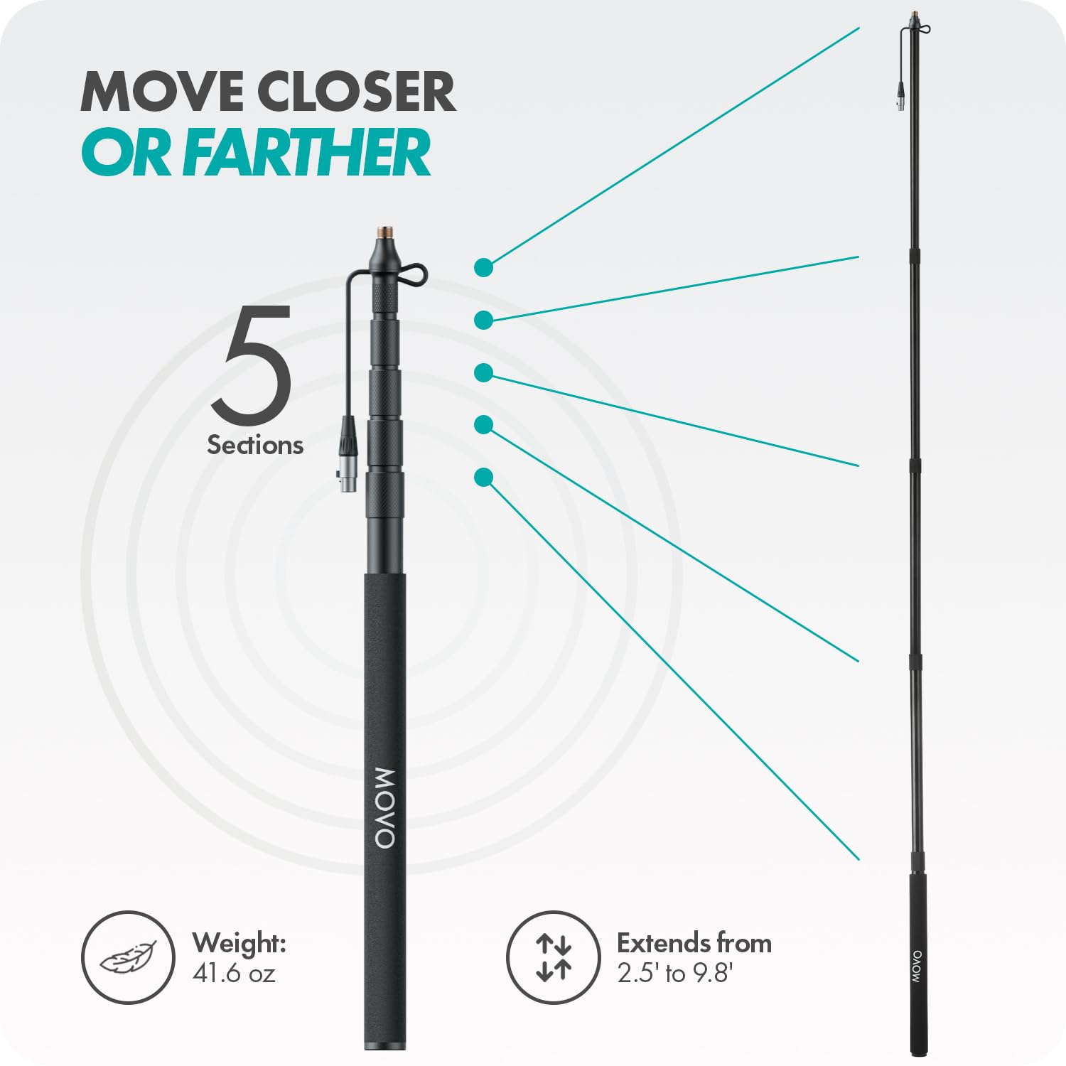 Movo CMP-17C Boom Pole for XLR Shotgun Mics