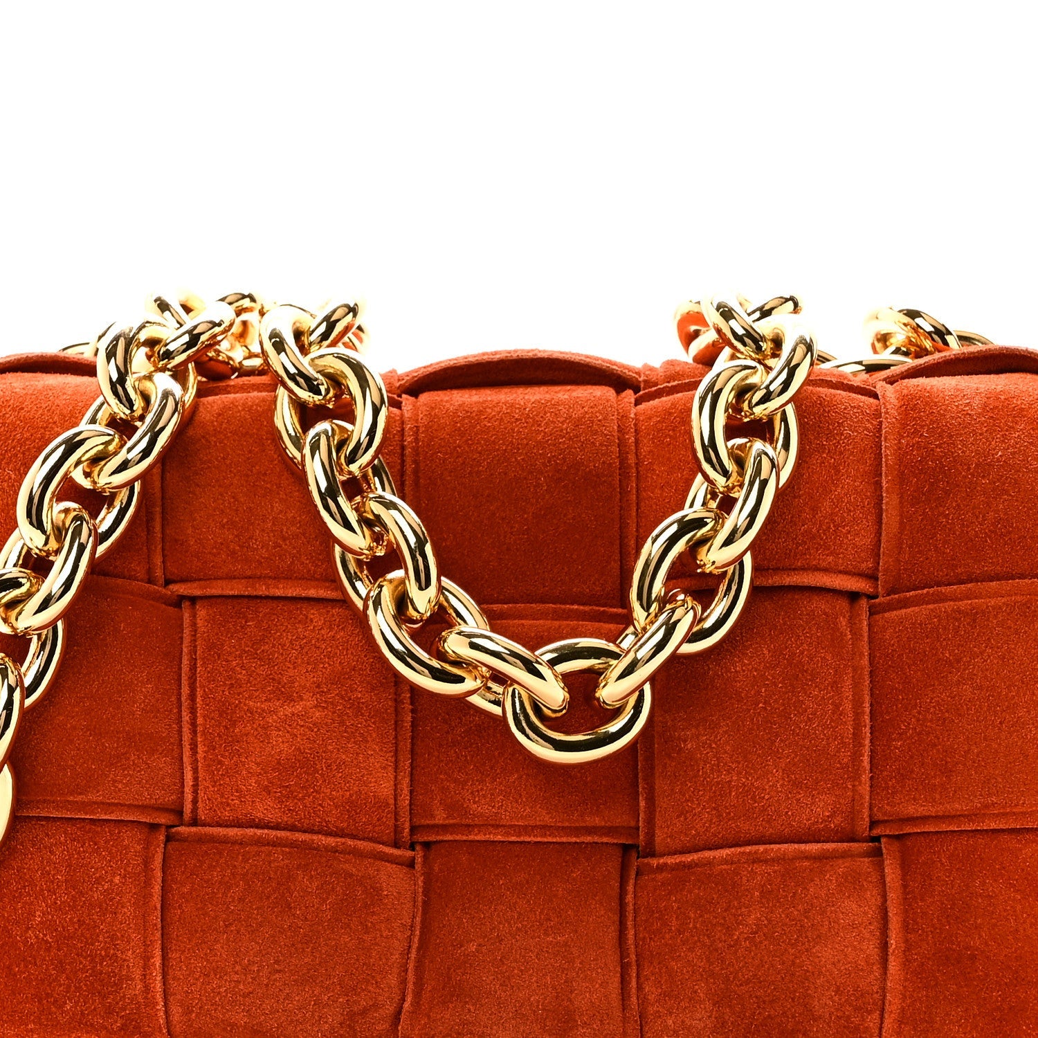 Suede Maxi Intrecciato Padded Chain Cassette Crossbody Bag Maple