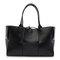 Nappa Maxi Intrecciato Medium Arco Tote Black Tan