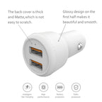 Reiko Typec Portable Car Charger With Built In 3 Ft Cable In White