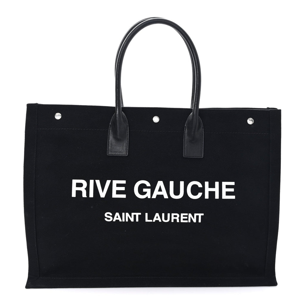 Linen Calfskin Rive Gauche Tote Black