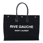 Linen Calfskin Rive Gauche Tote Black