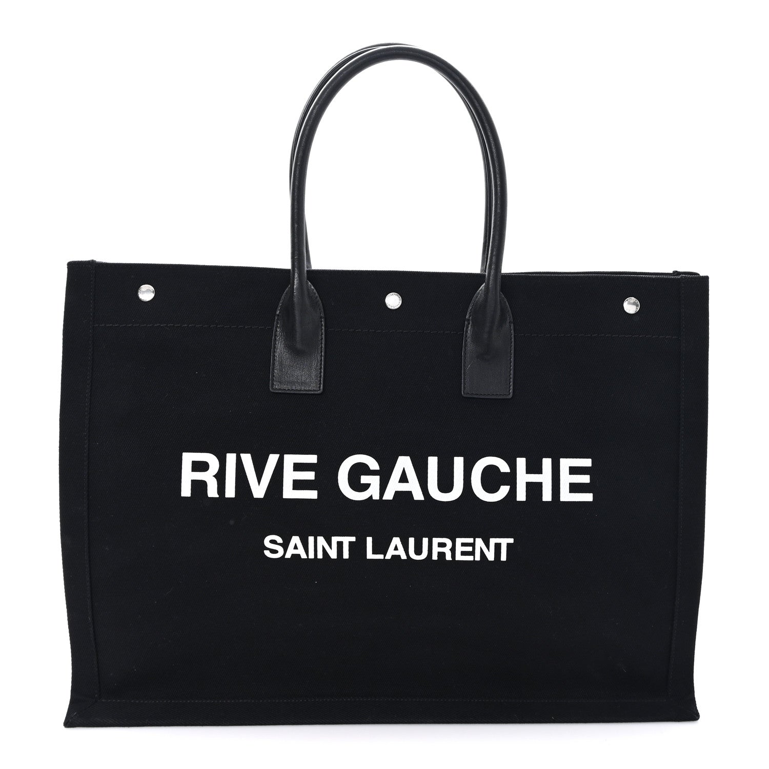 Linen Calfskin Rive Gauche Tote Black