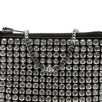 Mesh Crystal Rhinestone Nano Heiress Shoulder Bag Black Silver