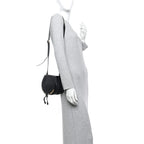 Calfskin Mini Marcie Metal Bar Trim Crossbody Bag Black