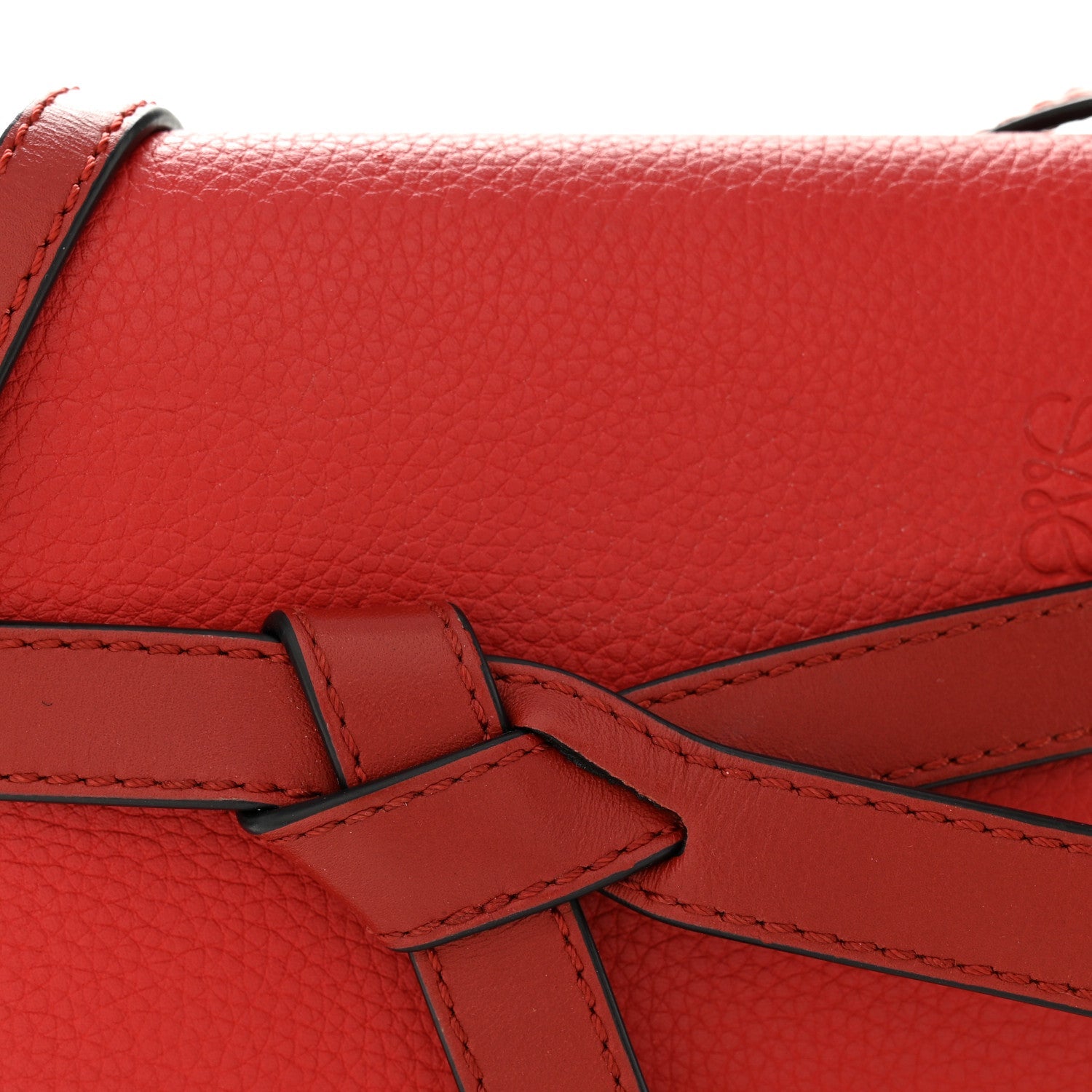 Grained Calfskin Mini Gate Crossbody Bag Scarlet Burnt Red