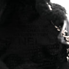 Fur Satin Drawstring Tassel Sac Cordon Shoulder Bag Black