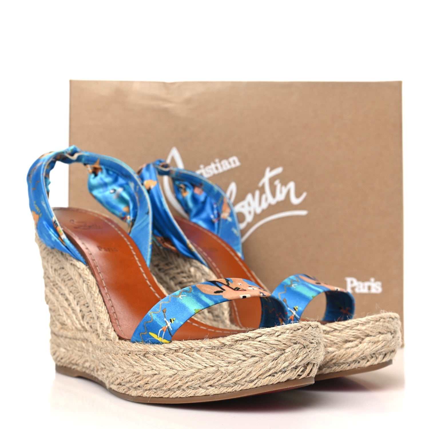Satin Monica Du Desert 110 Espadrille Wedges 41 Blue Multicolor
