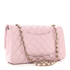 Caviar Quilted Medium Double Flap Light Pink