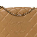 Lambskin Quilted Medium Diamond CC Flap Beige