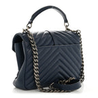 Sheepskin Matelasse Chevron Monogram Medium College Bag Navy