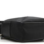 Re-Nylon Vela Saffiano Pocket Double Zip Shoulder Bag Black