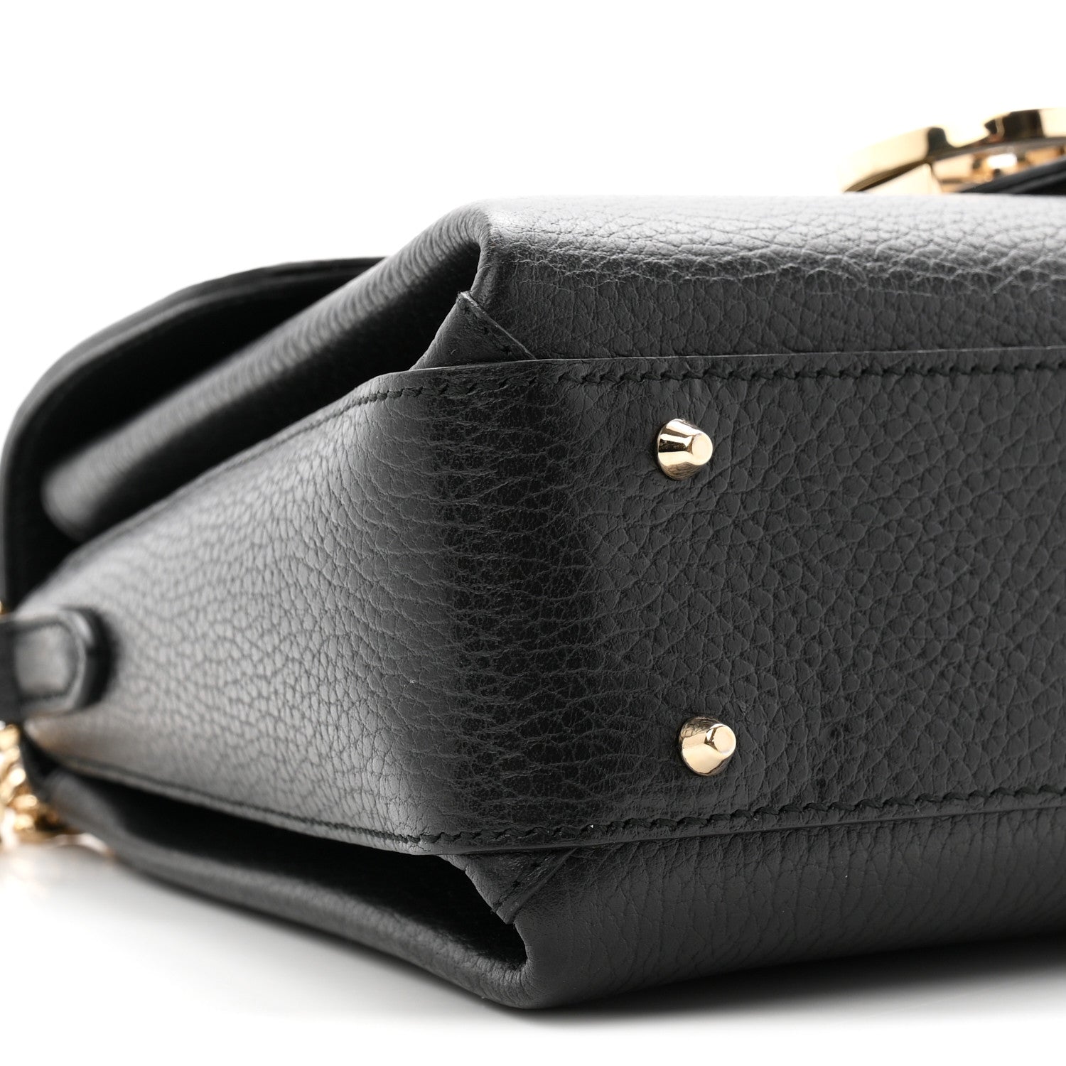 Dollar Calfskin Interlocking G Top Handle Shoulder Bag Black