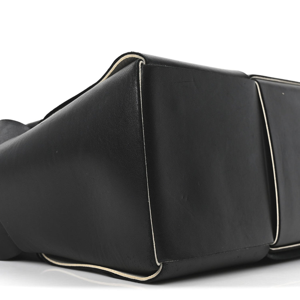 Nappa Maxi Intrecciato Medium Arco Tote Black White