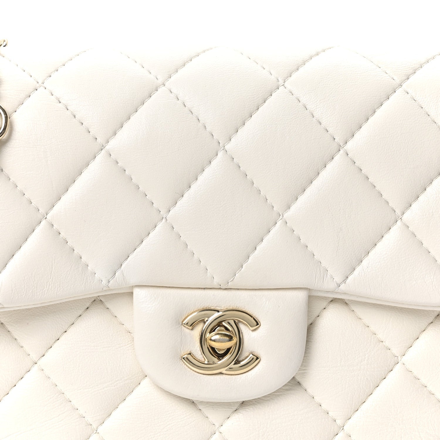 Lambskin Quilted Small My Precious Flap White