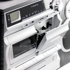 3-Speed Vinyl Turntable  Home Stereo System with CD Player, Double Cassette Player, Bluetooth, FM Radio & USB/SD Recording