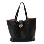 New Sakai Calfskin Lux Medium Dahlia Tote  Black