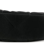 Velvet Effect Nylon Shiny Crumpled Calfskin Coco Neige Quilted Clutch With Chain Black