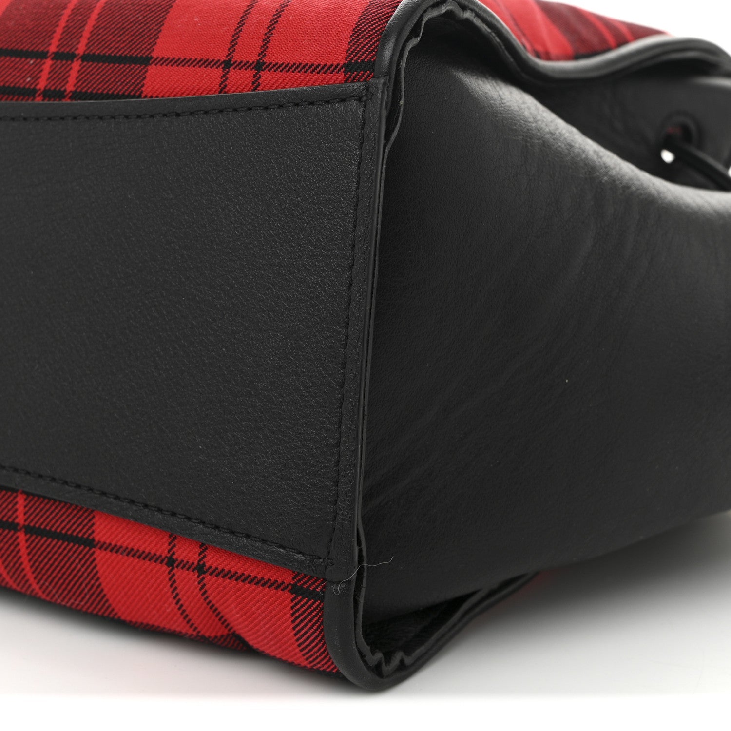 Calfskin Tartan Cotton Canvas Small Iris Tote Black Red Multicolor
