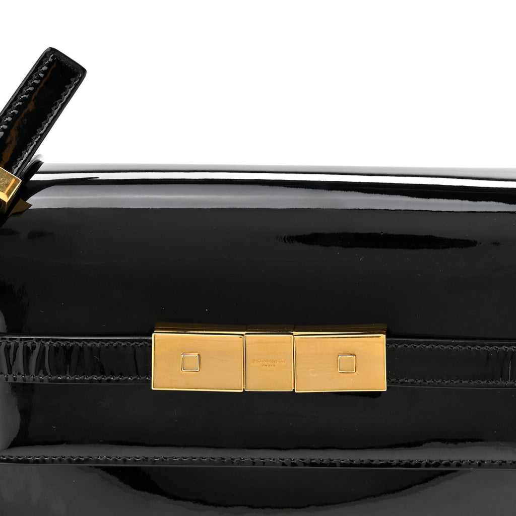 Patent Small Manhattan Shoulder Bag Black